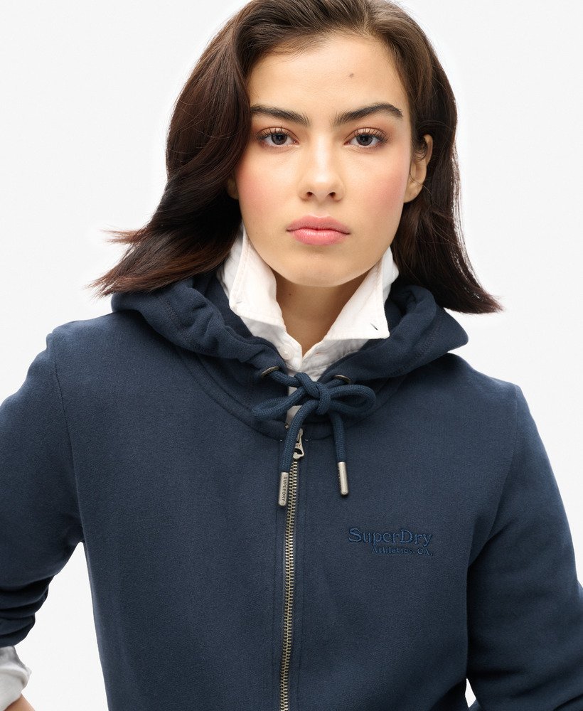 bluza z kapturem essential logo na zamek w kolorze granatowym eclipse