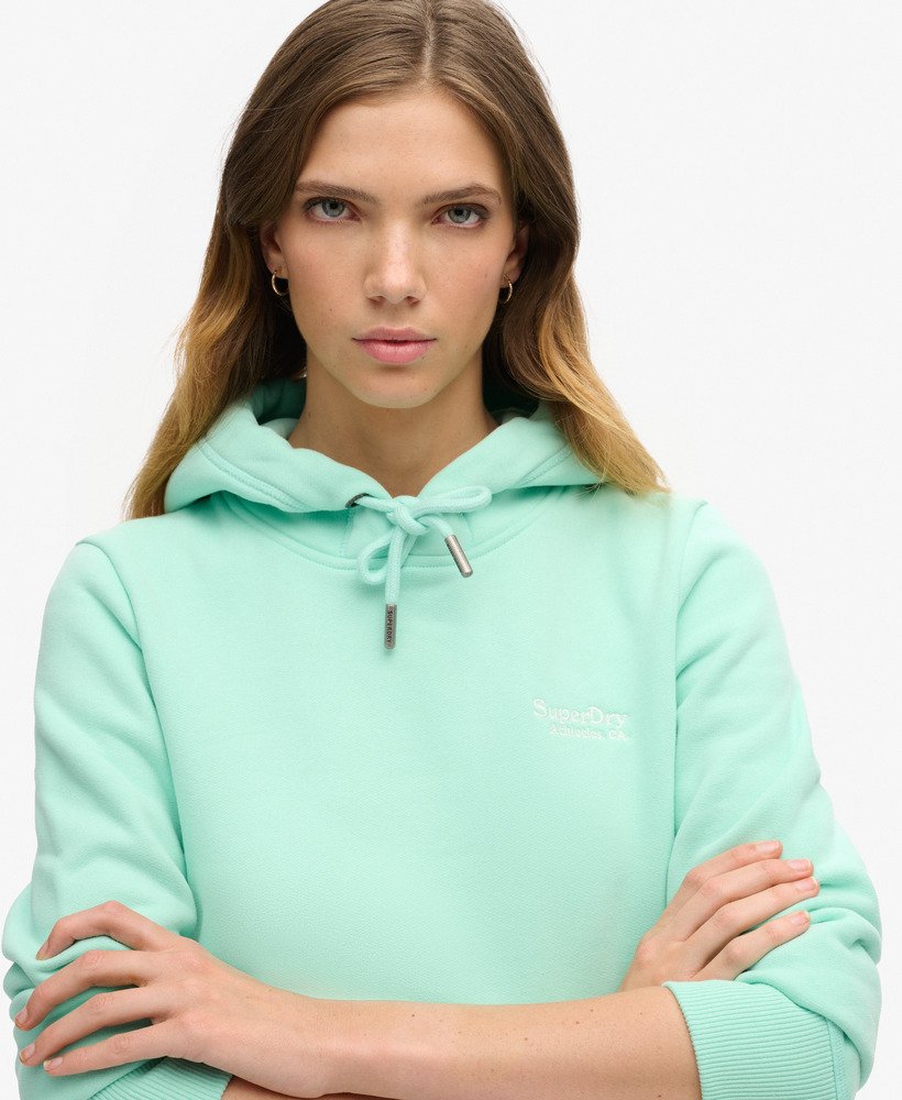 bluza z kapturem essential logo w kolorze plażowej zieleni glass