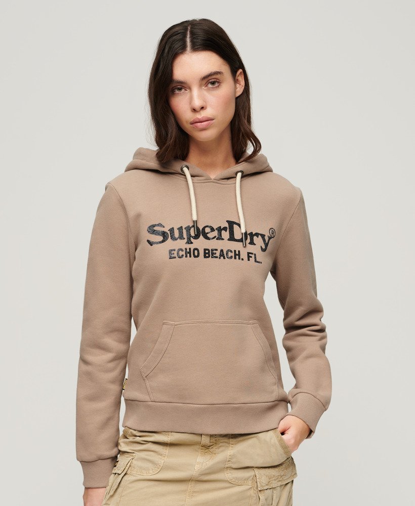 bluza z kapturem z logo venue w kolorze głębokiego beżu slub