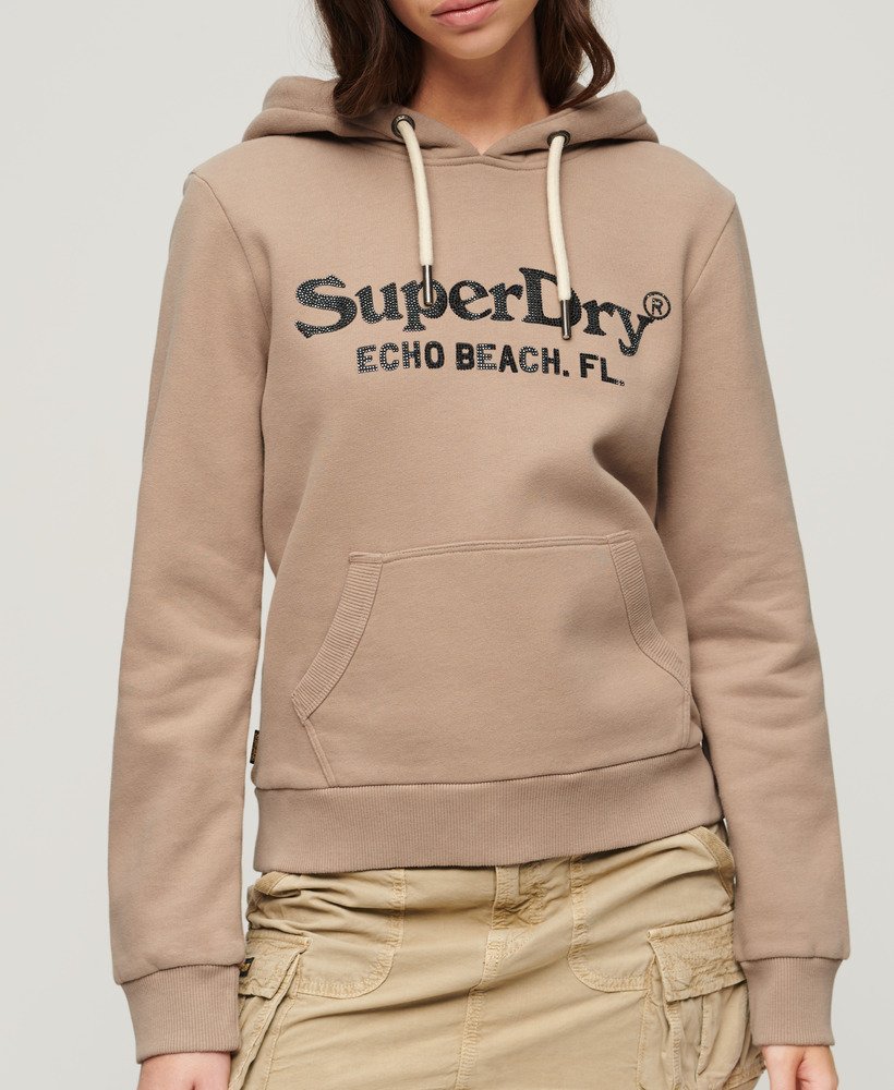 bluza z kapturem z logo venue w kolorze głębokiego beżu slub