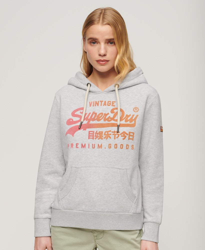 bluza z kapturem tonal vintage z graficznym logo w kolorze flake grey marl