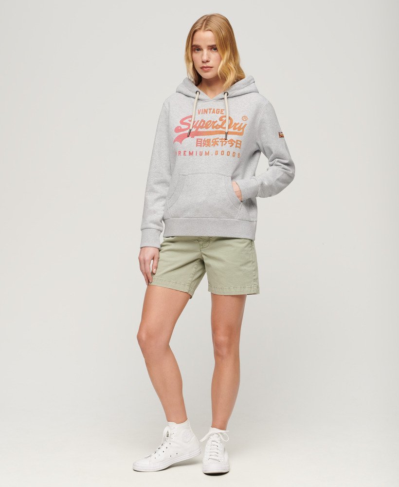 bluza z kapturem tonal vintage z graficznym logo w kolorze flake grey marl