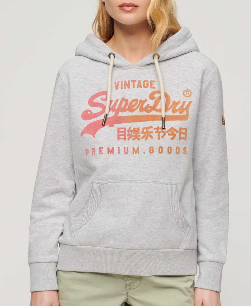 bluza z kapturem tonal vintage z graficznym logo w kolorze flake grey marl