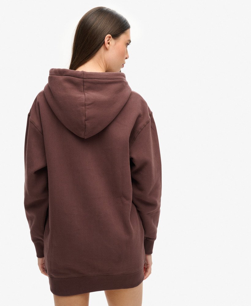 sukienka z kapturem luxe metallic logo w kolorze french roast brown