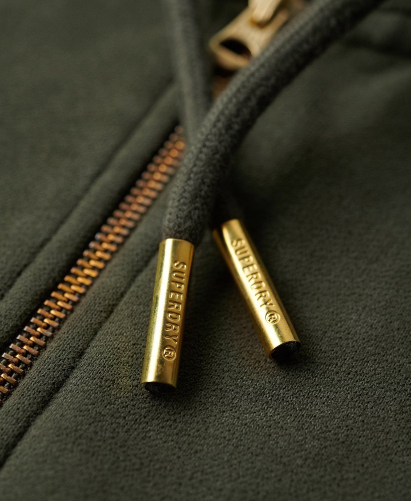 bluza z kapturem i zamkiem błyskawicznym z tatuażem i kryształkami w kolorze khaki
