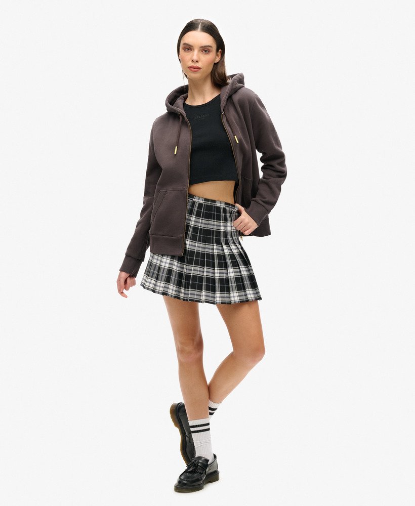 bluza z kapturem i zamkiem błyskawicznym z tatuażem i kryształkami w kolorze carbon black