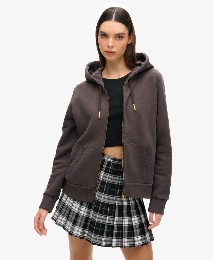 bluza z kapturem i zamkiem błyskawicznym z tatuażem i kryształkami w kolorze carbon black