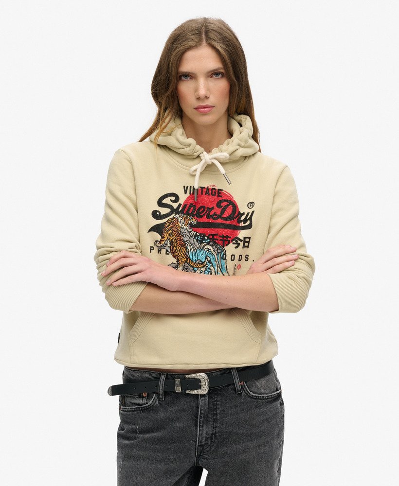bluza z kapturem tokyo vintage z graficznym logo w kolorze tidal foam green