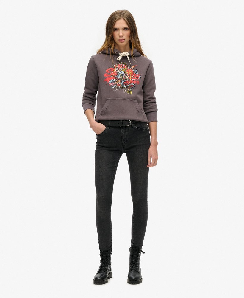 bluza z kapturem tokyo vintage z graficznym logo w kolorze rock dark grey