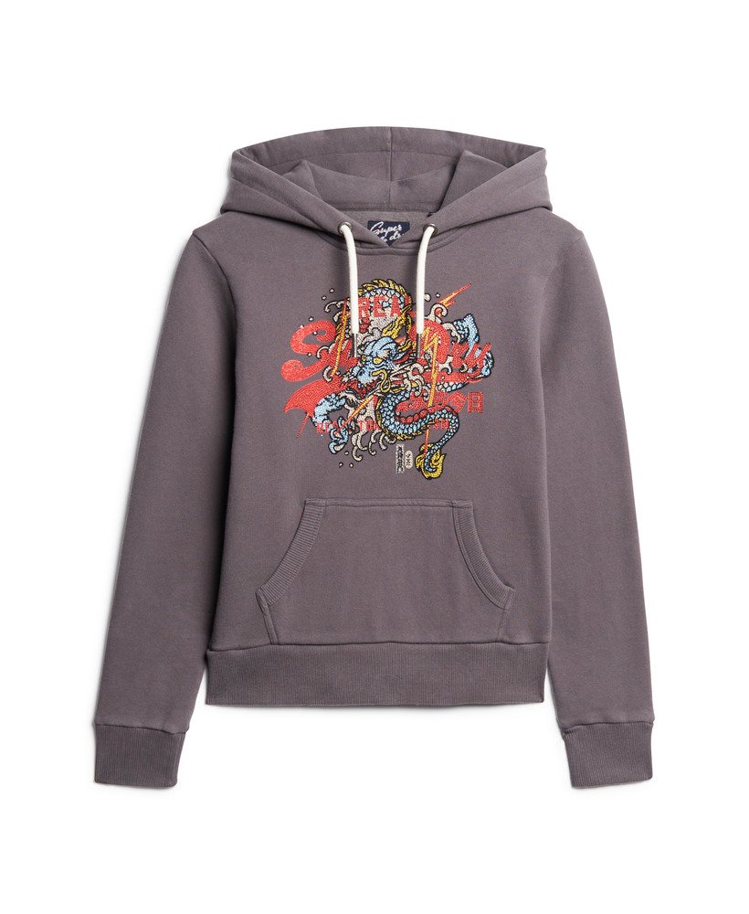 bluza z kapturem tokyo vintage z graficznym logo w kolorze rock dark grey
