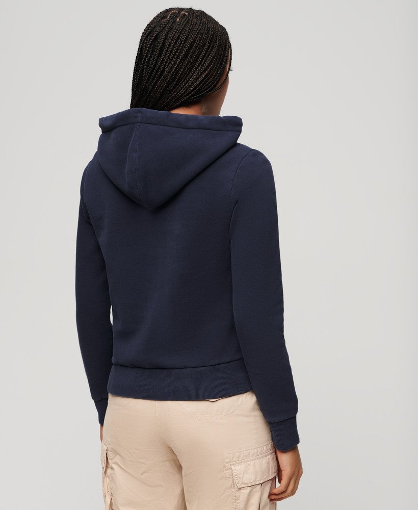 bluza z kapturem varsity flocked graphic w kolorze darkest navy