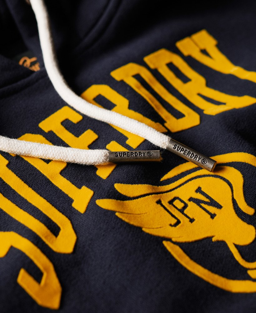 bluza z kapturem varsity flocked graphic w kolorze darkest navy