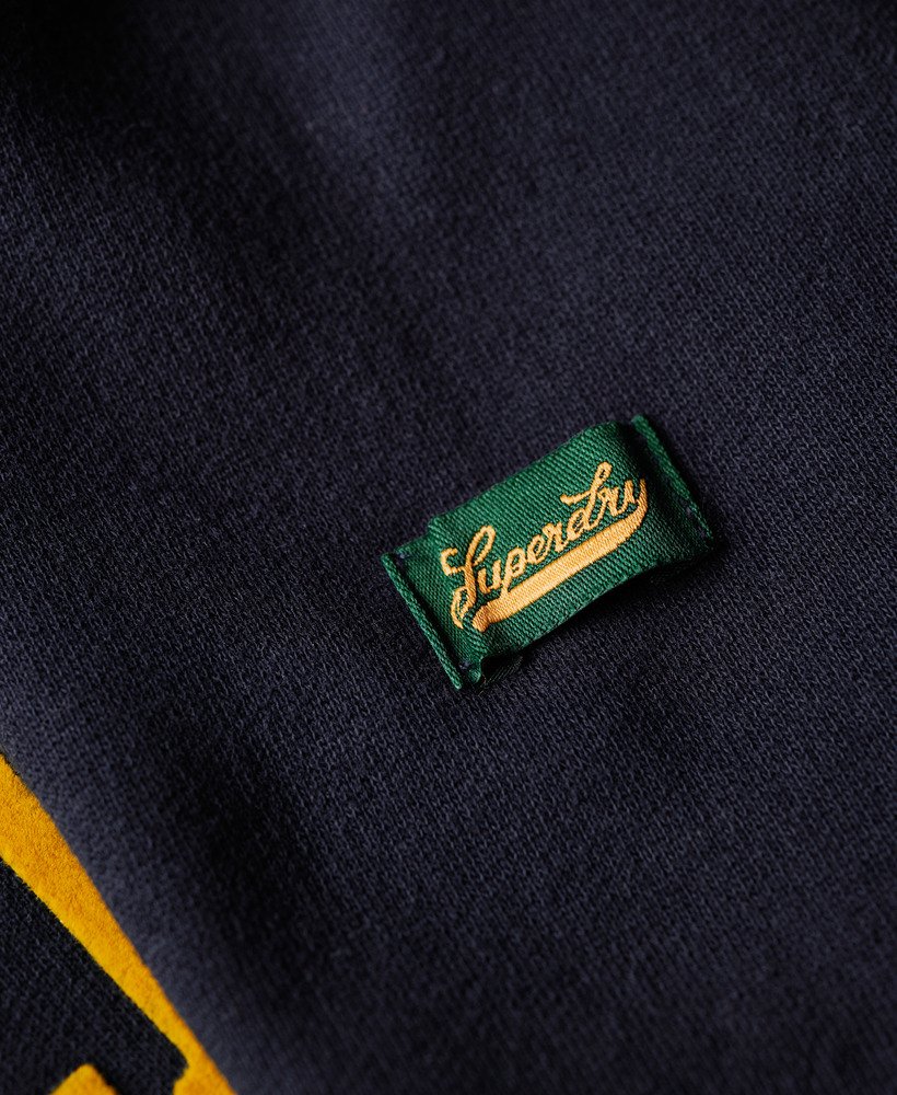 bluza z kapturem varsity flocked graphic w kolorze darkest navy