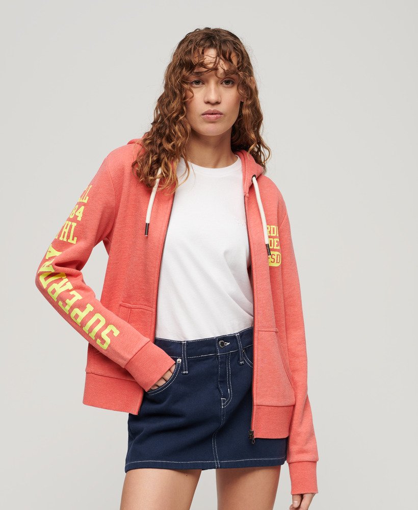 bluza z kapturem super athletic graphic zip w kolorze koralowo-czerwonym marl