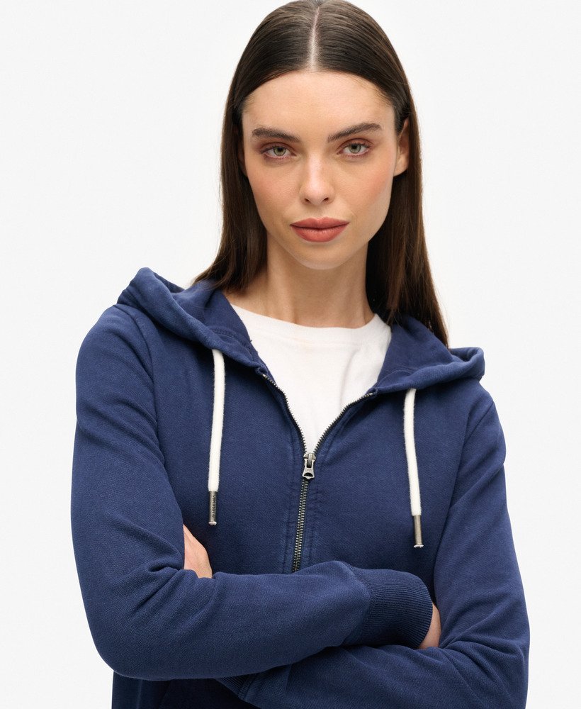 ozdobna bluza z kapturem i zamkiem błyskawicznym w kolorze rich navy