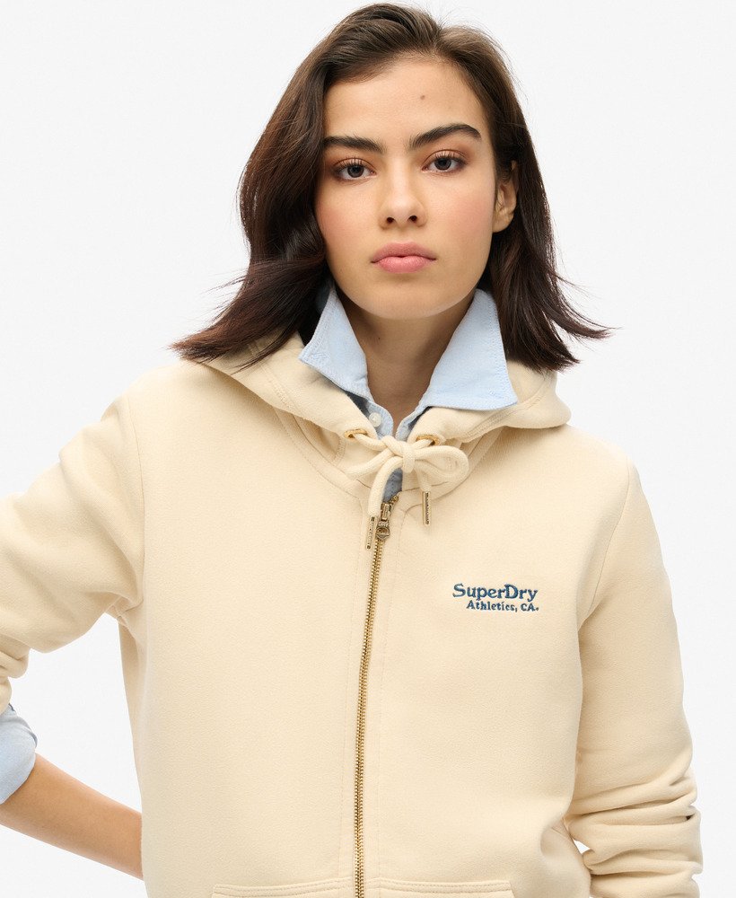 bluza z kapturem essential logo na zamek w kolorze kremowo-beżowym z tapioki