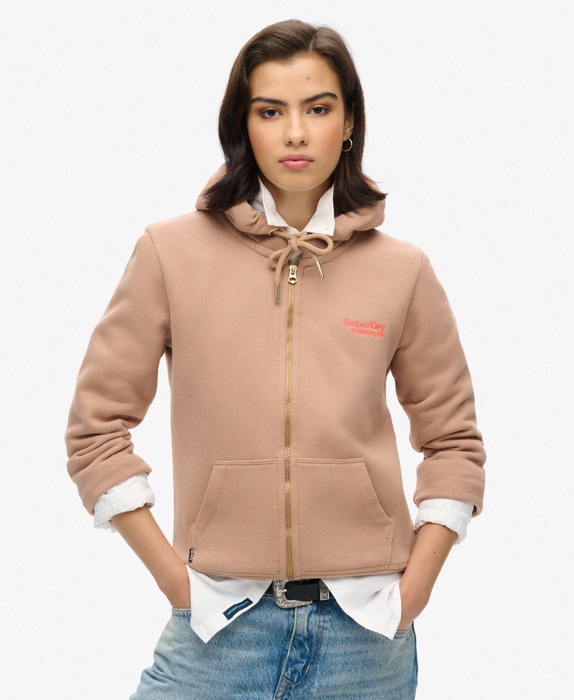 bluza z kapturem essential logo na zamek w kolorze zimowego szarego