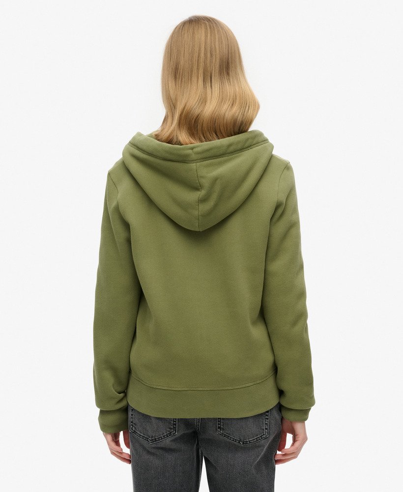 bluza z kapturem essential logo na zamek w kolorze oliwkowo-khaki