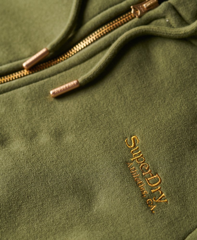 bluza z kapturem essential logo na zamek w kolorze oliwkowo-khaki