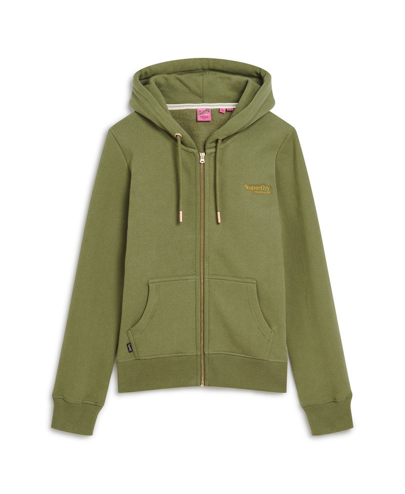 bluza z kapturem essential logo na zamek w kolorze oliwkowo-khaki