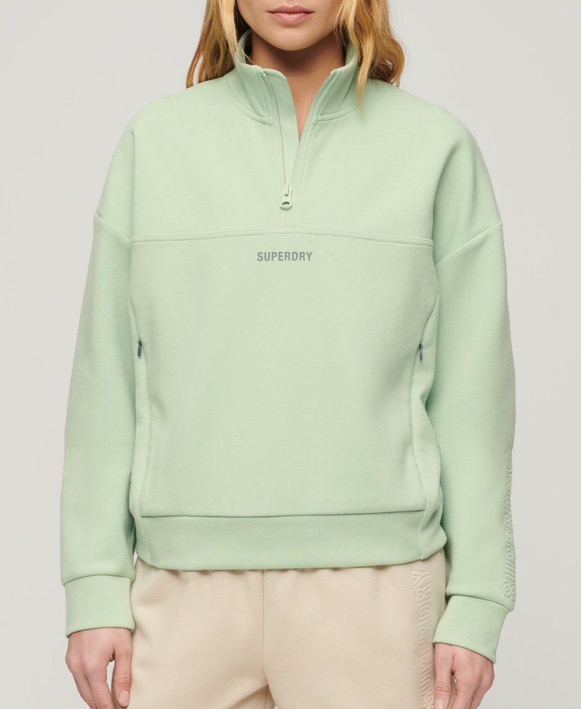 sport tech relaxed half zip w kolorze morskiej zieleni
