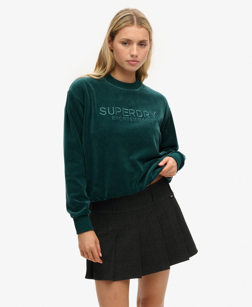 bluza z nadrukiem velour graphic boxy crew w kolorze furnace green