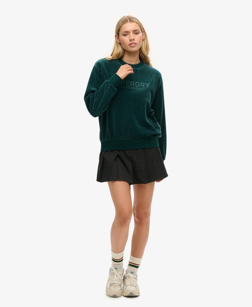 bluza z nadrukiem velour graphic boxy crew w kolorze furnace green