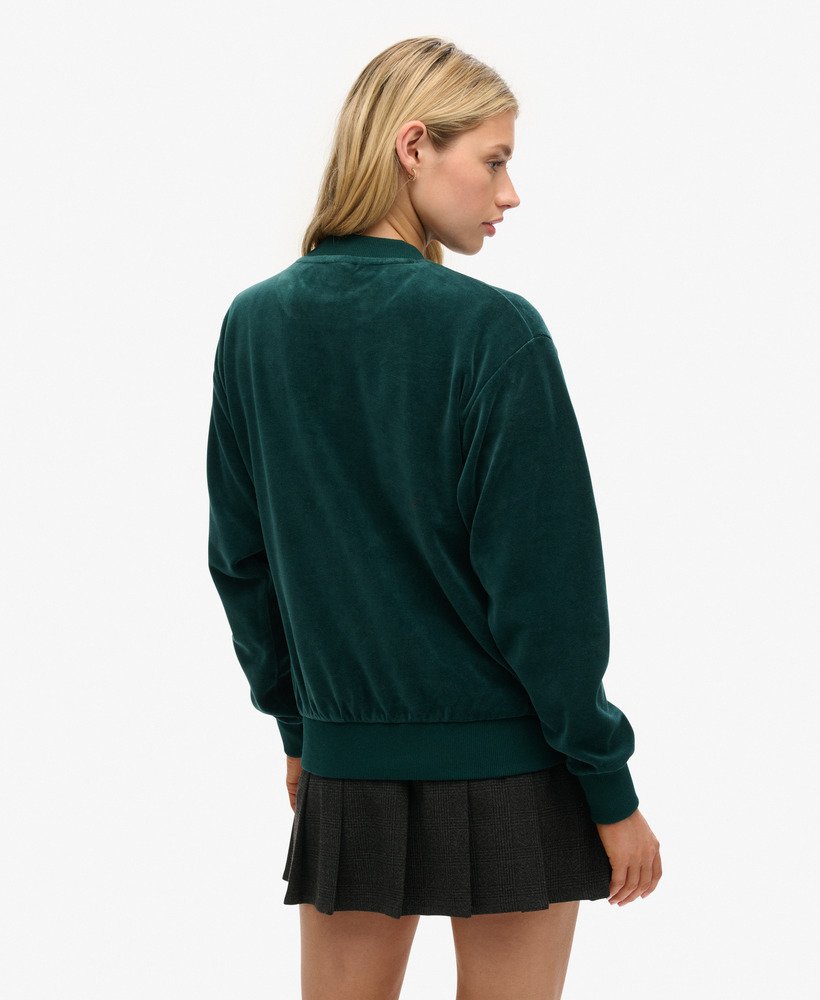 bluza z nadrukiem velour graphic boxy crew w kolorze furnace green