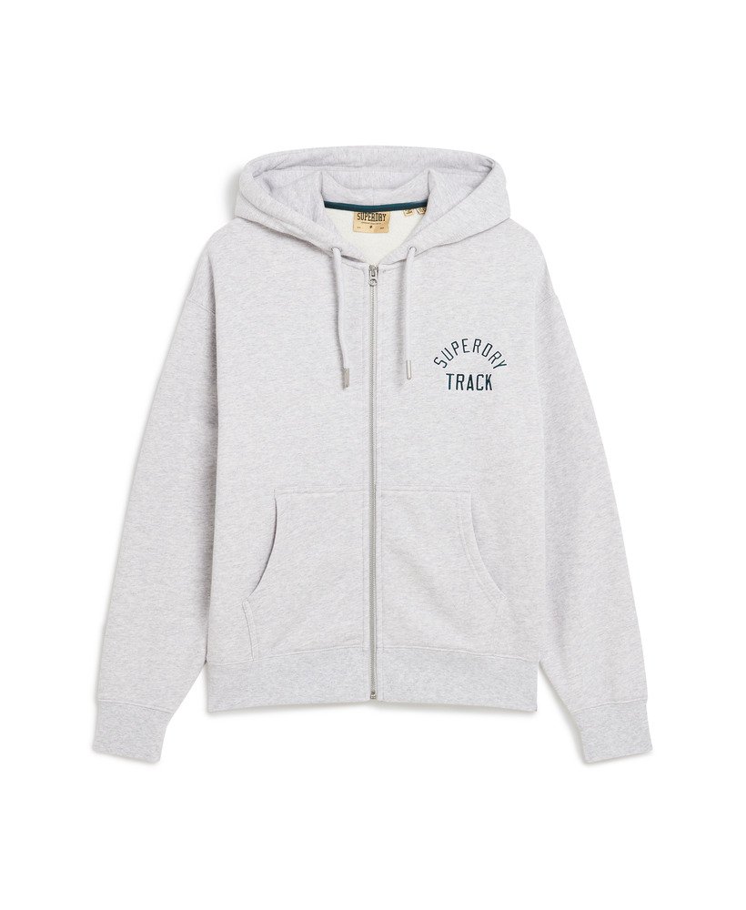 bluza z kapturem i logo chłopaka z collegeu w kolorze szaro-marmurowym