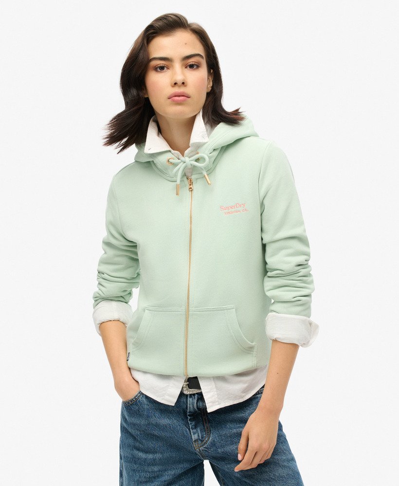 bluza z kapturem essential logo na zamek w kolorze surf spray green