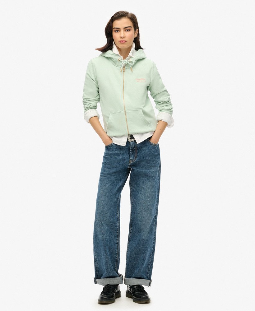 bluza z kapturem essential logo na zamek w kolorze surf spray green