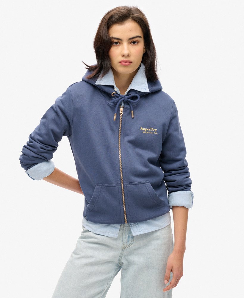 bluza z kapturem essential logo zapinana na zamek w kolorze marynarskim