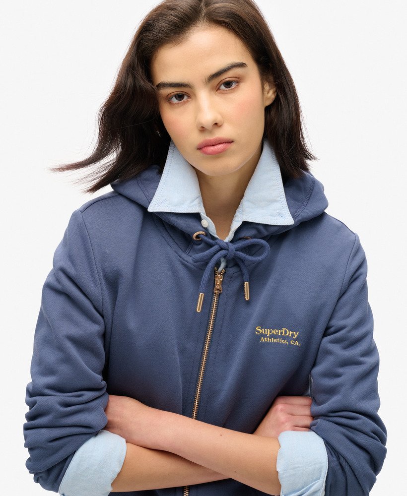 bluza z kapturem essential logo zapinana na zamek w kolorze marynarskim