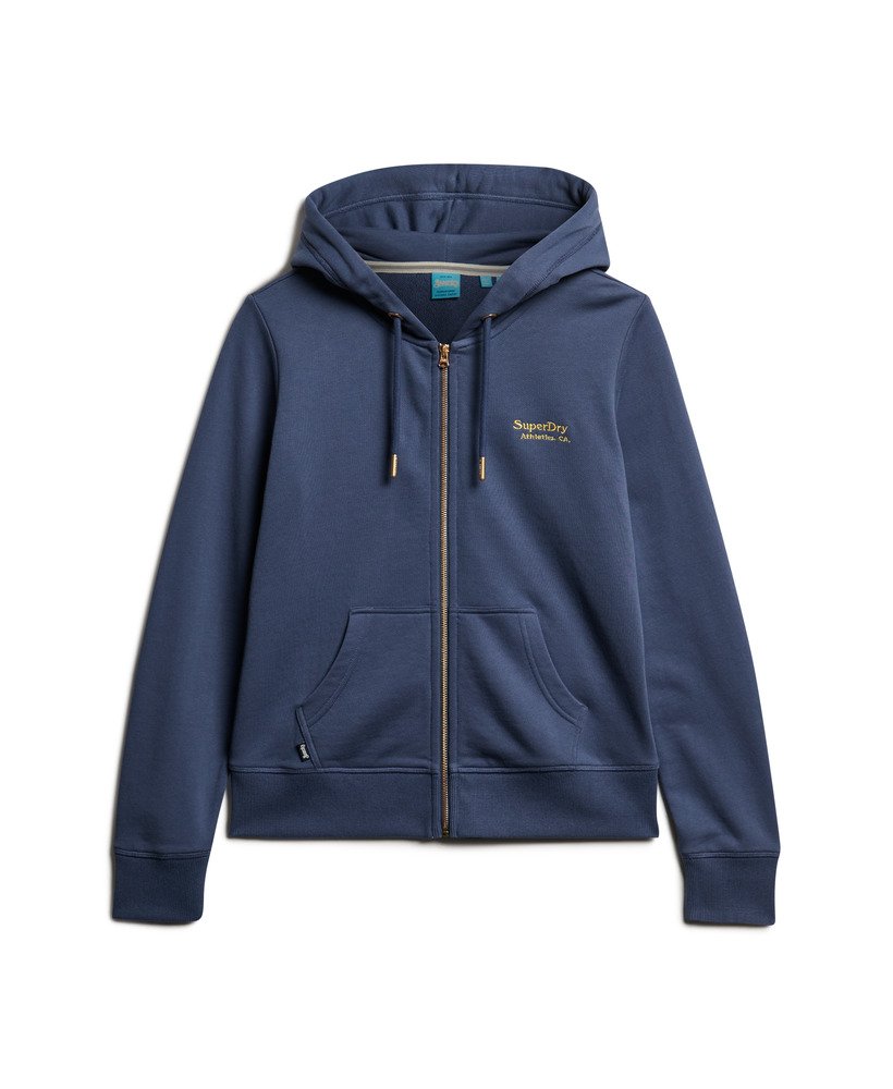 bluza z kapturem essential logo zapinana na zamek w kolorze marynarskim