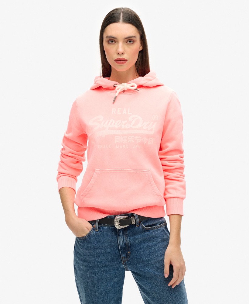 bluza z kapturem z grafiką neonową w kolorze pastelowego koralu