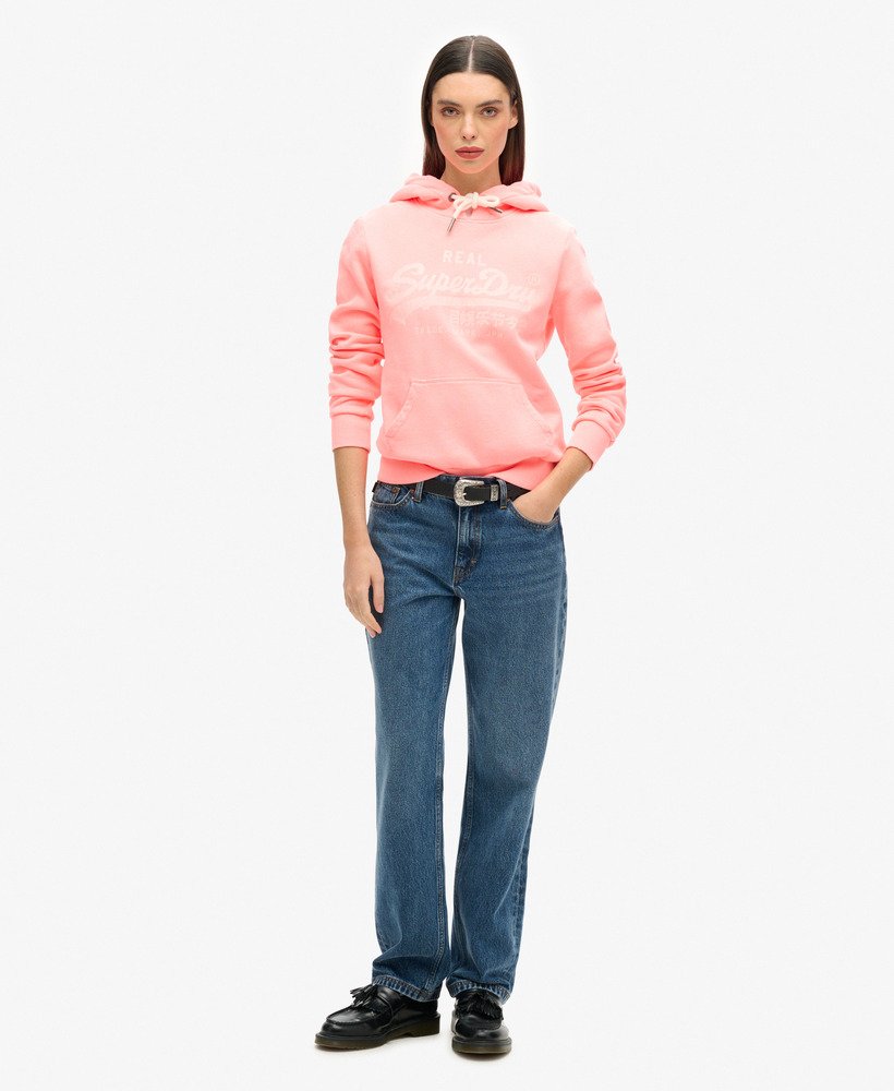 bluza z kapturem z grafiką neonową w kolorze pastelowego koralu