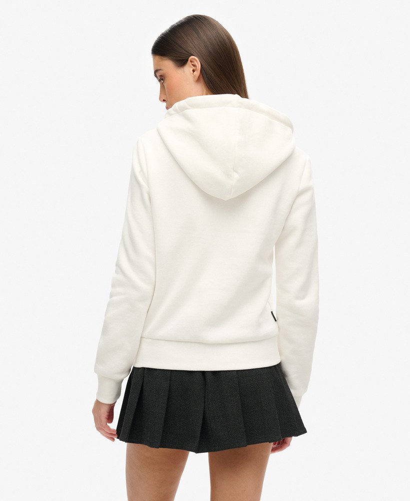 bluza z kapturem z brokatowym logo w stylu retro w kolorze ecru