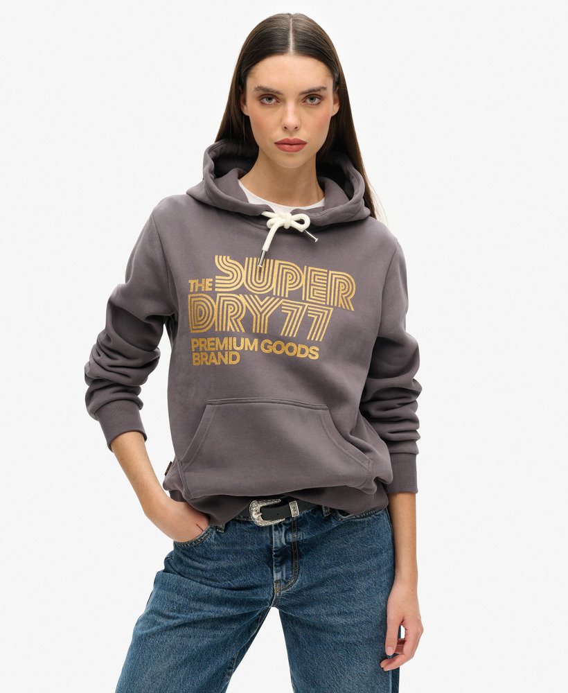 bluza z kapturem retro glitter logo w kolorze rock dark grey