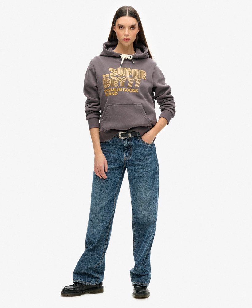bluza z kapturem retro glitter logo w kolorze rock dark grey