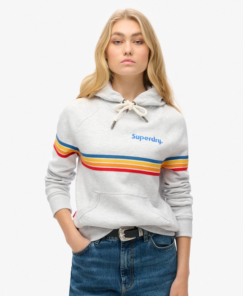 bluza z kapturem z logo w paski tęczowe w kolorze ice grey marl