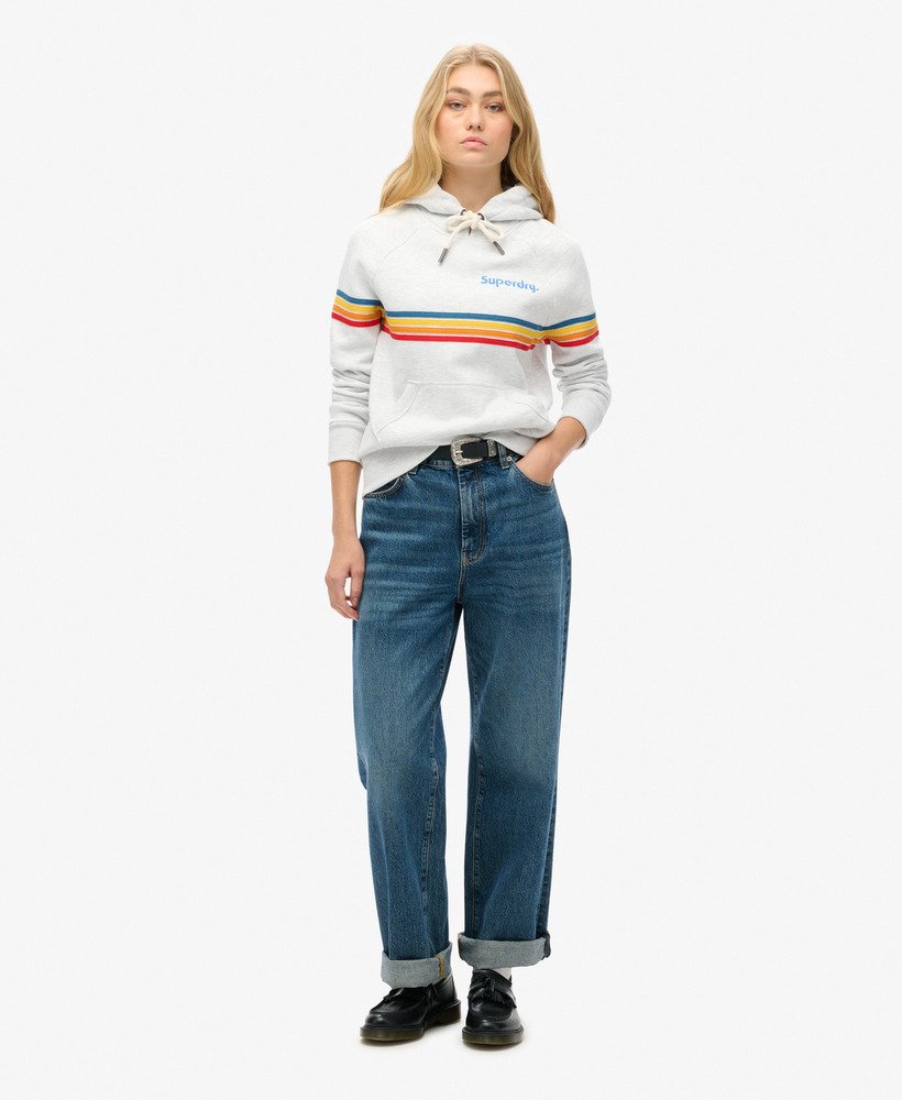 bluza z kapturem z logo w paski tęczowe w kolorze ice grey marl
