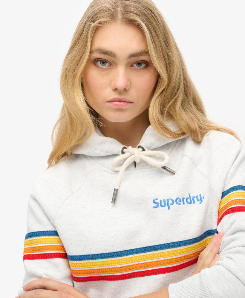 bluza z kapturem z logo w paski tęczowe w kolorze ice grey marl