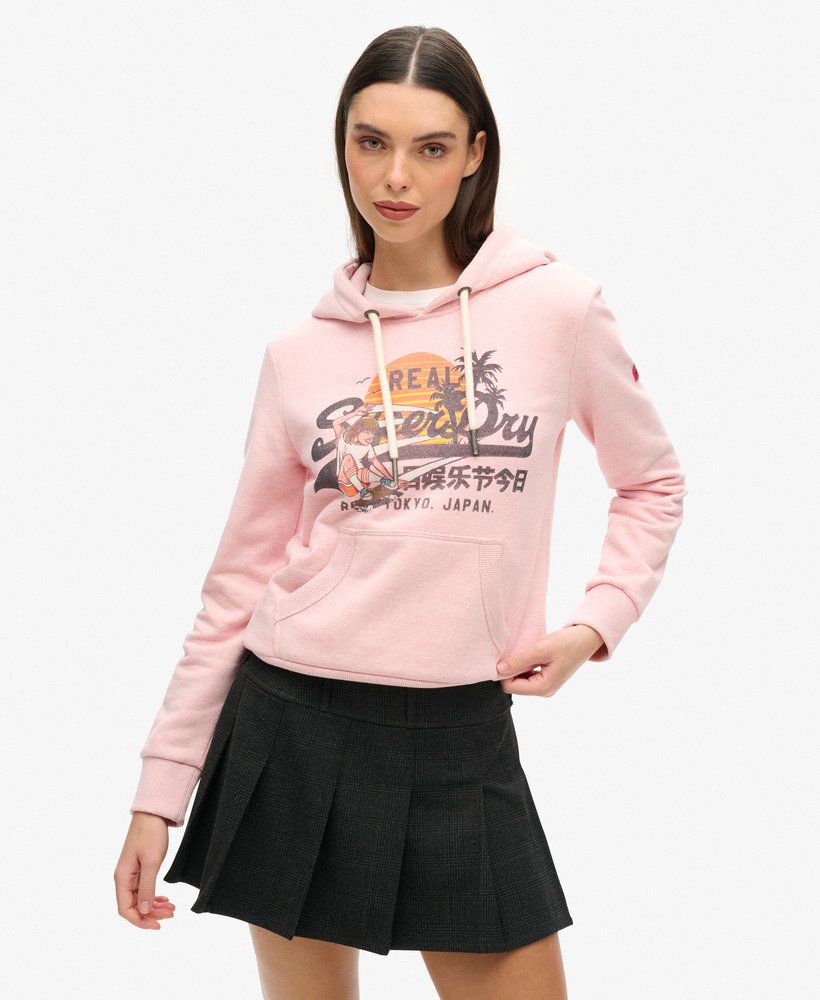 bluza z kapturem la graphic w kolorze somon pink marl