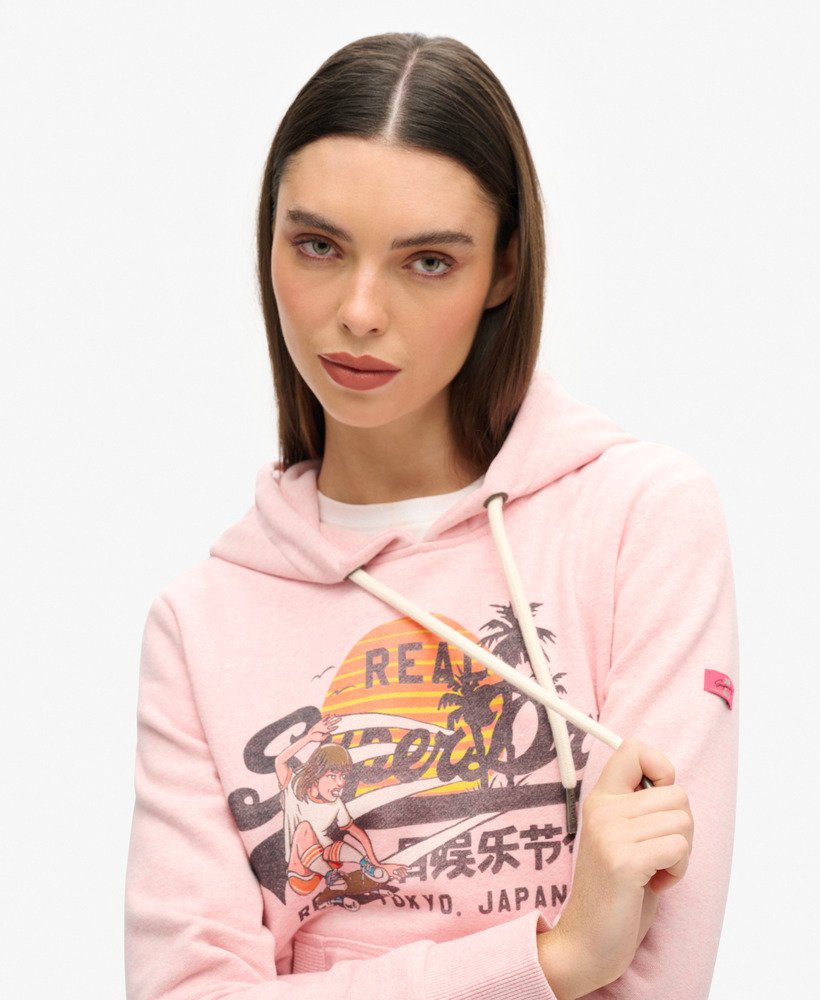 bluza z kapturem la graphic w kolorze somon pink marl