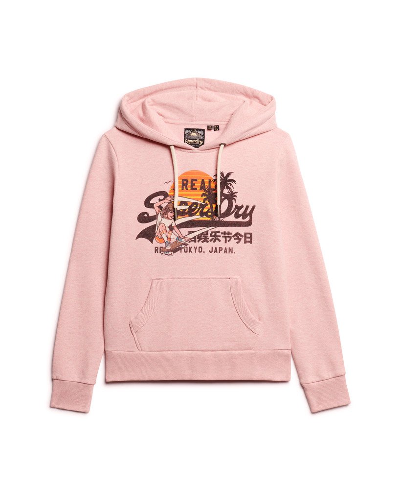 bluza z kapturem la graphic w kolorze somon pink marl