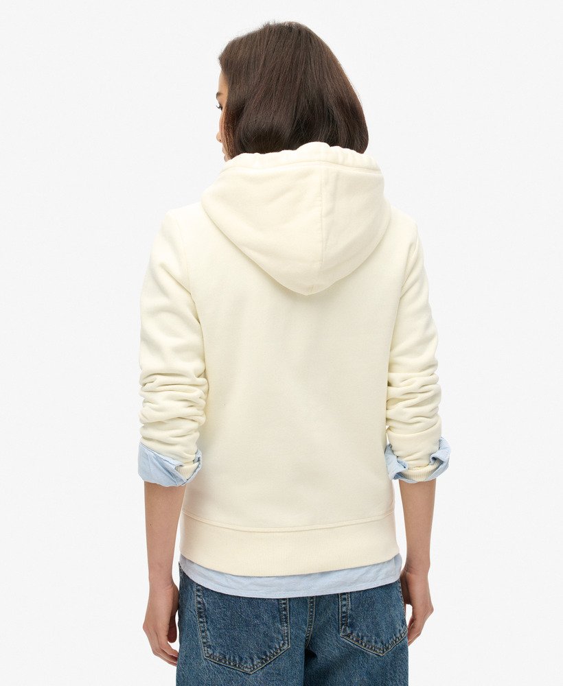 bluza z kapturem essential logo zapinana na zamek w kolorze off white