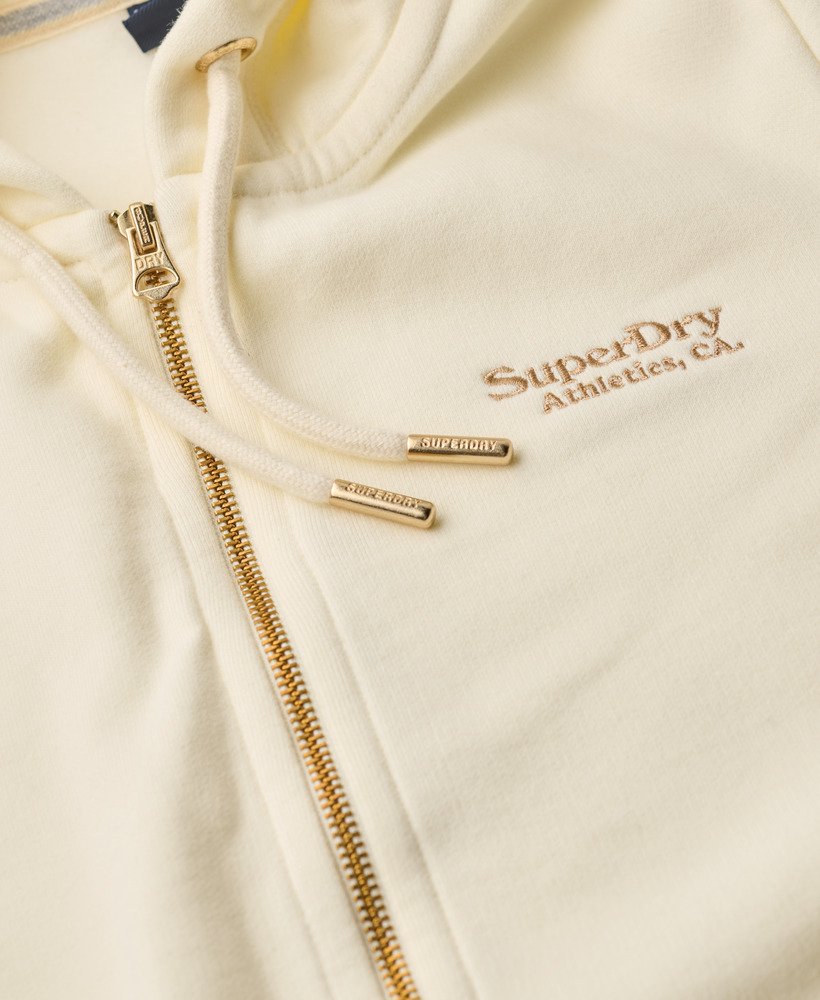 bluza z kapturem essential logo zapinana na zamek w kolorze off white
