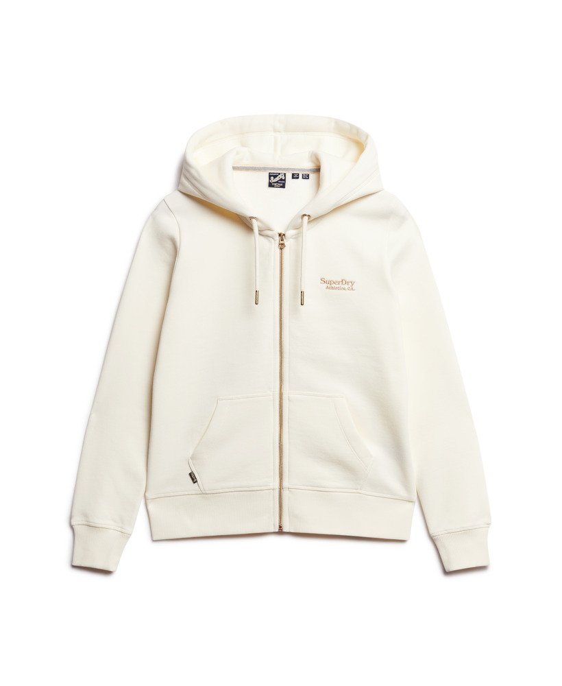 bluza z kapturem essential logo zapinana na zamek w kolorze off white