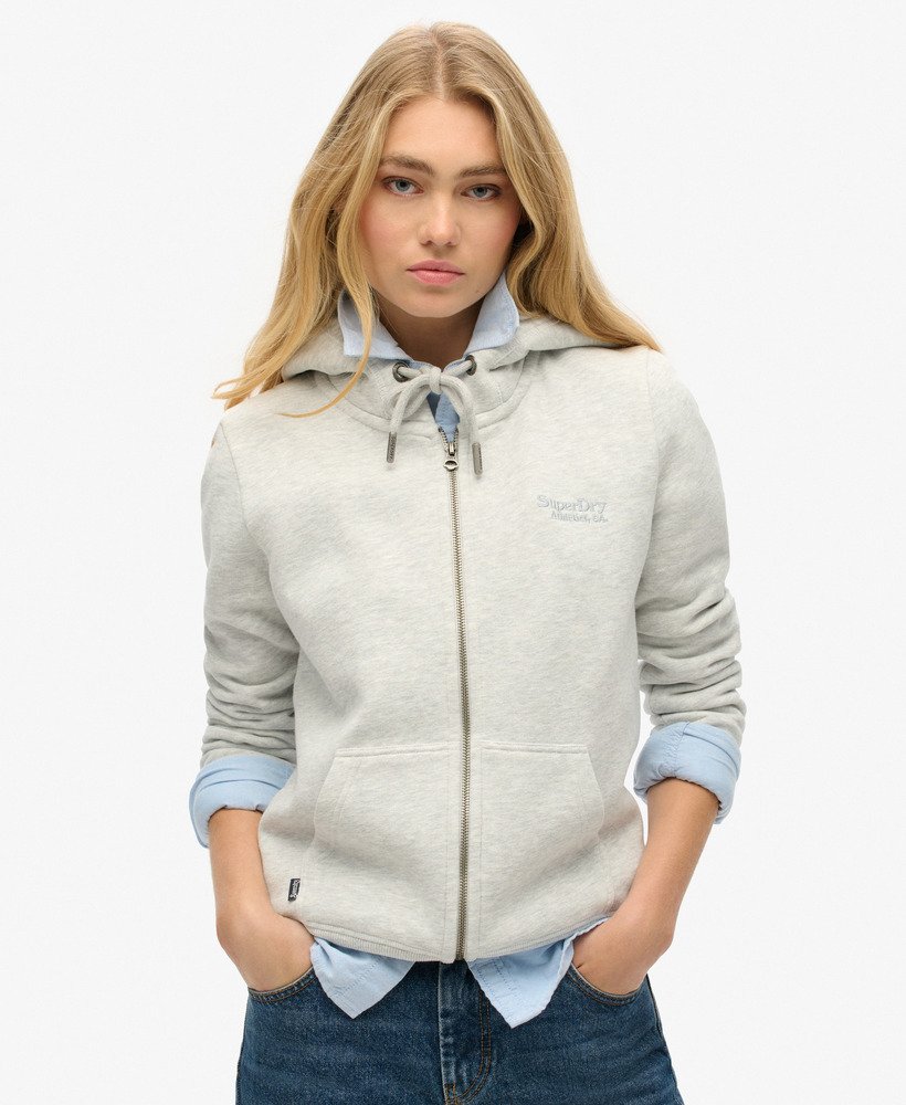 bluza z kapturem essential logo na zamek w kolorze glacier grey marl