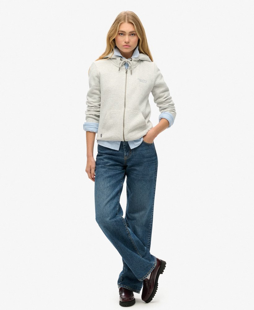 bluza z kapturem essential logo na zamek w kolorze glacier grey marl